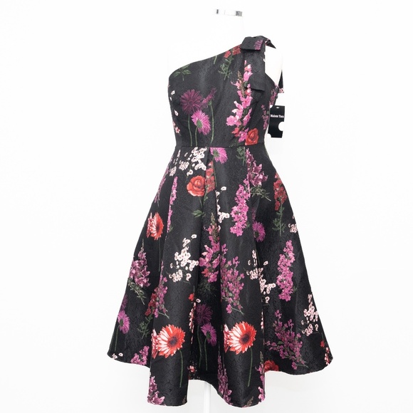 Maison Tara - One Shoulder Jacquard Fit & Flare Dress - Picture 2 of 16